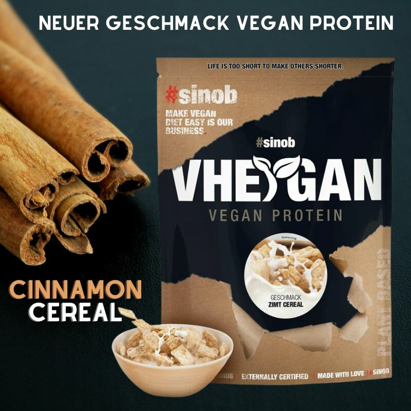 sinob vegan protein neuer geschmack zimt cereal
