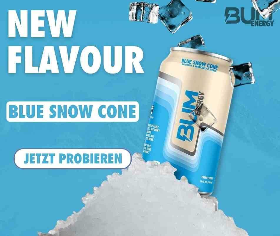 Bum Energy neuer Geschmack Blue Snow Cone