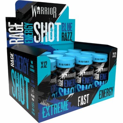 Warrior Rage Pre-Workout Energy Shot 12x60ml BOX Blue Raspberry