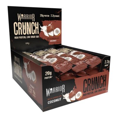 Warrior Protein Crunch Bar (64g) 12 x 64g BOX Milk Choco Coconut