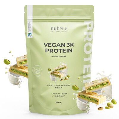 Nutri-Plus Vegan 3K Proteinpulver Weiße Schokolade Pistazie