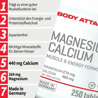 Body Attack Magnesium Calcium 250 Tabletten