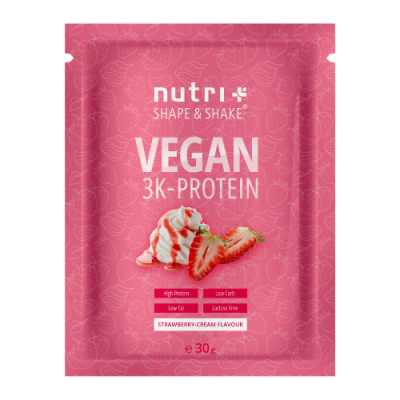 Nutri-Plus Vegan 3K Proteinpulver Probe 30g Strawberry-Cream