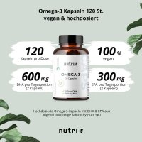 Nutri-Plus Omega 3 Vegan - mit EPA + DHA - 120 Kapseln