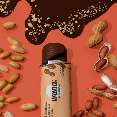 WaNa Protein-Riegel Waffand Cream | 43g Nougat-Schokolade mit Erdnussbutter-Füllung
