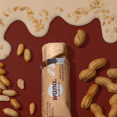 WaNa Protein-Riegel Waffand Cream | 43g Weisse Schokolade mit Erdnussbutter-Füllung